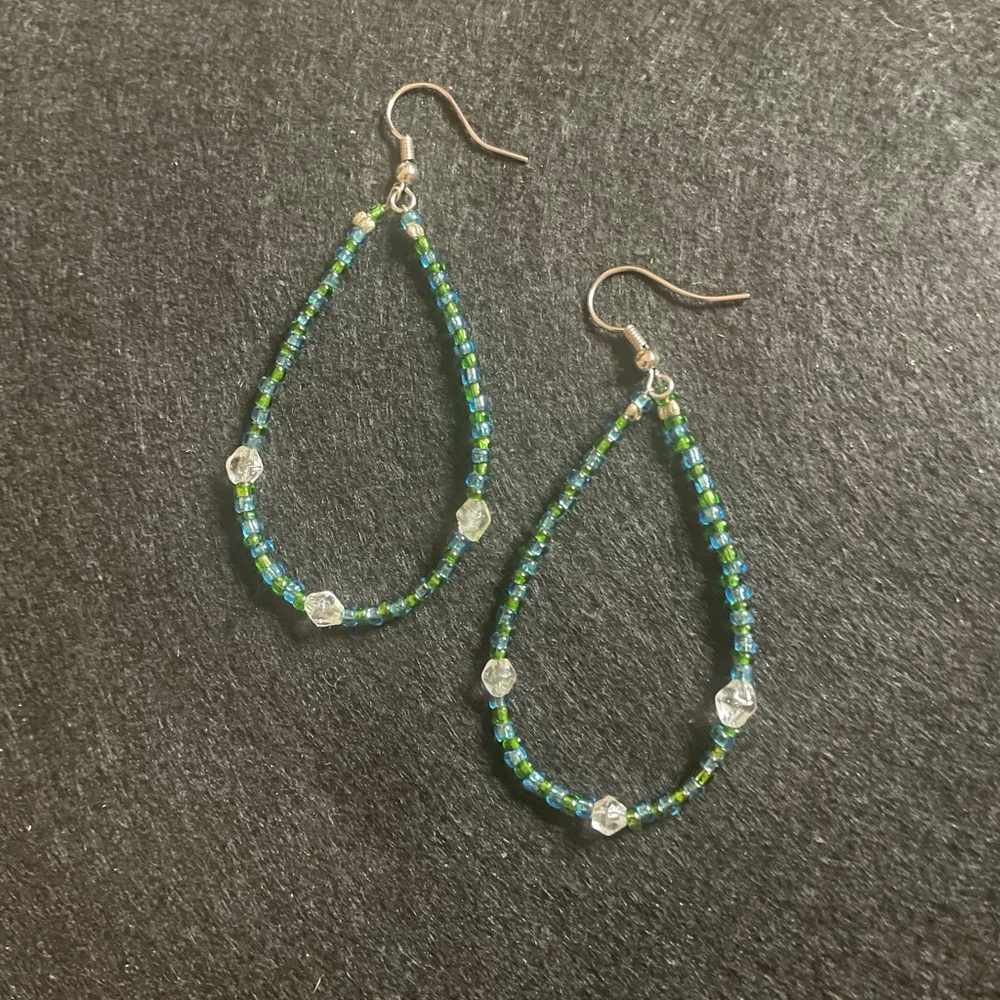 Turquoise and Silver Teardrop Earrings